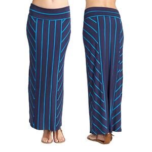 Laila Jayde Striped Long Straight Skirt - Midnight/Tahiti Blue NWT Size Medium